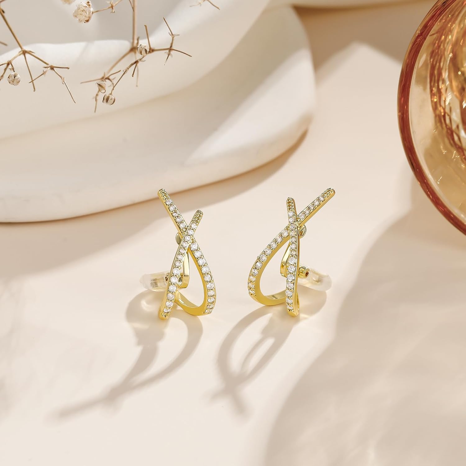 Clip on Earrings for Women 14K Gold/Sterling Silver Plated Statement Earrings for Women Trendy Dainty Earrings Hypoallergenic Simple Minimalist Non Pierced Earring Jewelry Gifts - Image 6