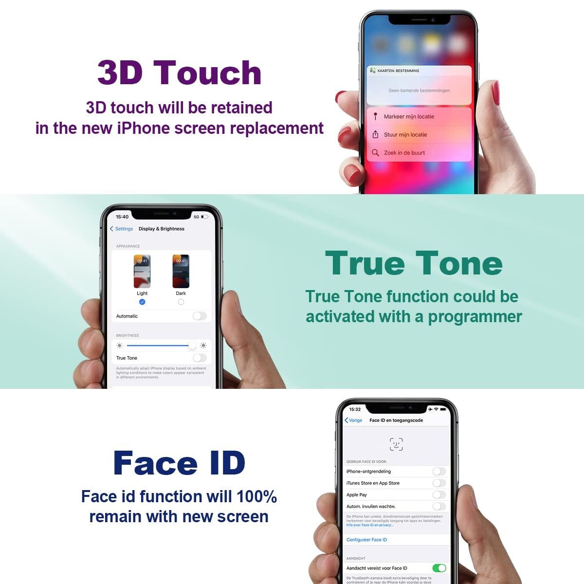 Dinow Pantalla LCD para iPhone XS MAX Reemplazo 6.5",3D Touch Pantalla LCD digitalizador Conjunto Completo + Herramientas de reparación + Protector de Pantalla