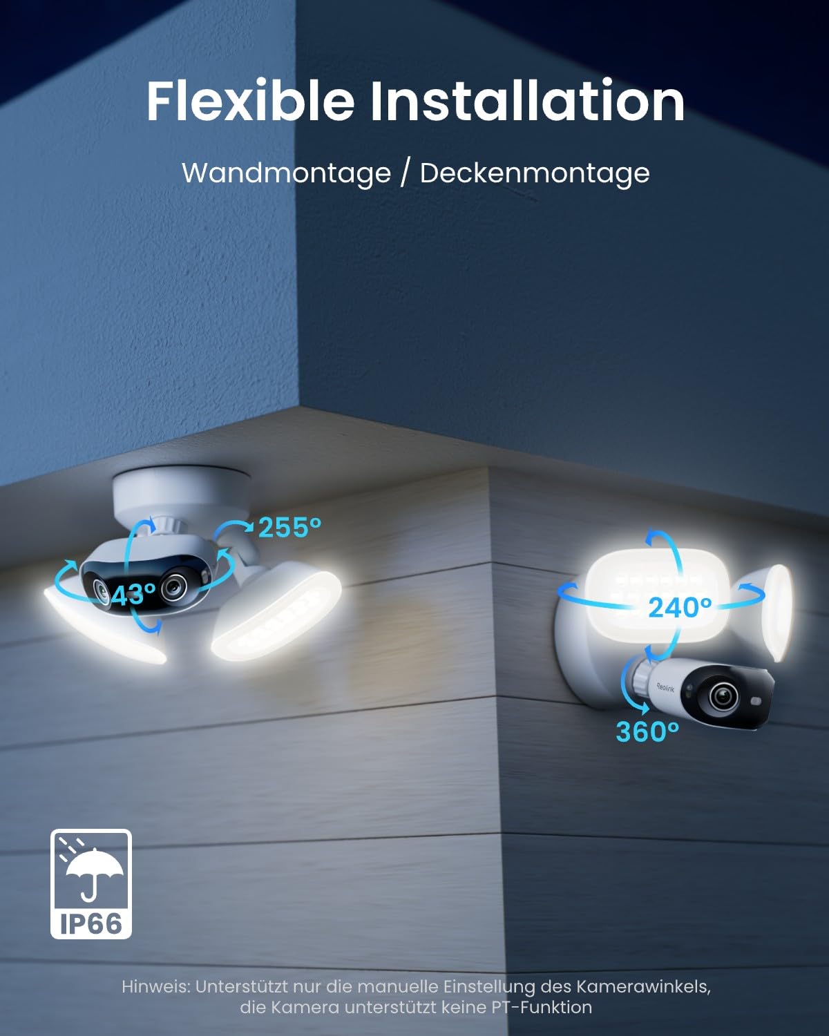 Reolink 16MP PoE Kamera Außen mit 180° Dual-Lens, Elite Pro Floodlight PoE | PoE Überwachungskamera Aussen mit 2800 Lumen Beleuchtung, Vollfarb- & IR- Nachtsicht, Smart-Erkennung, Bewegungsspur