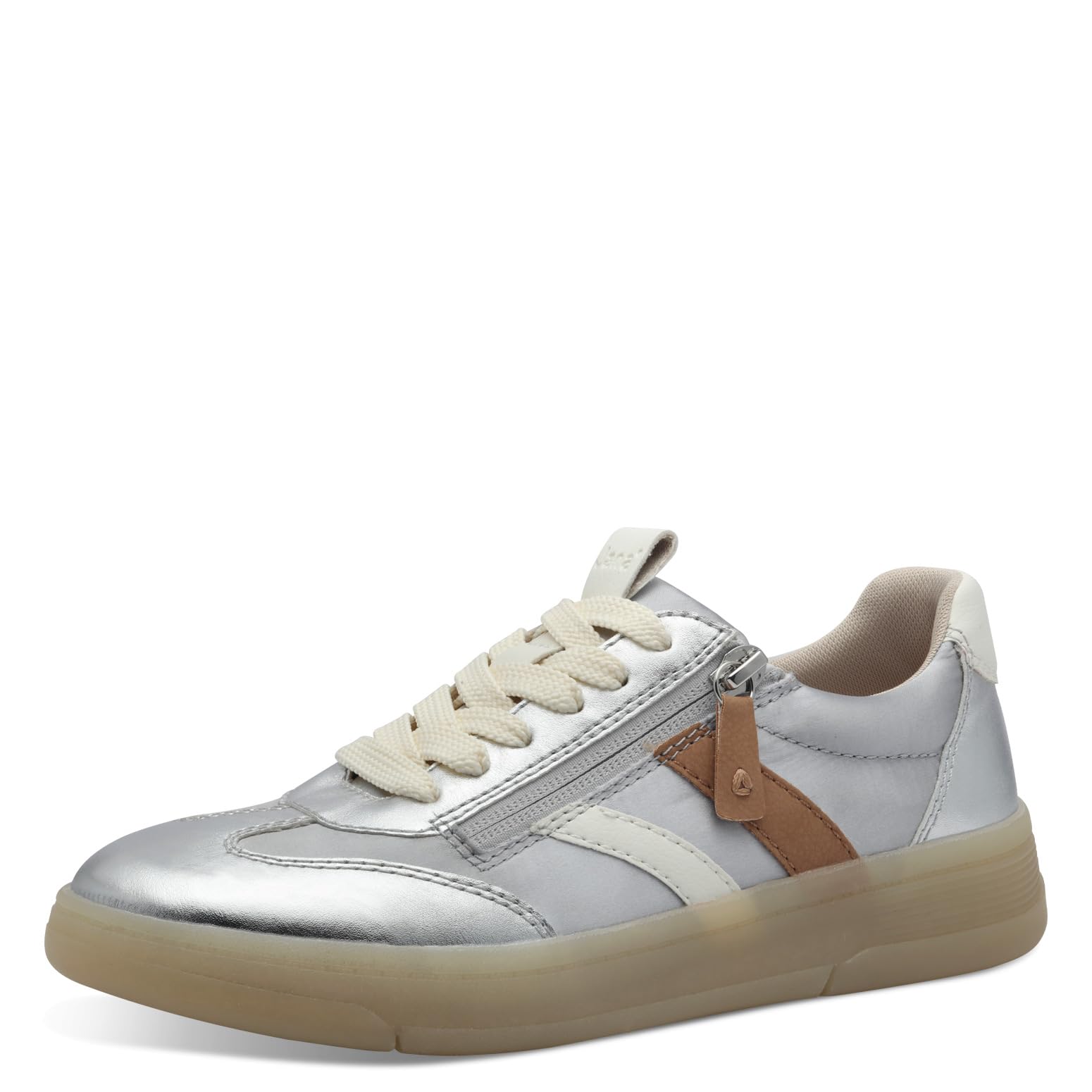 Jana Women’s Flat Sneakers Sporty Vegan, Silver, 6 UK