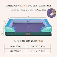 Vista 525 de Comfort Expression Cama ortopédica para perros extra grandes de 45 x 35 pulgadas, cama para mascotas XL de espuma tipo caja de huevos impermeable