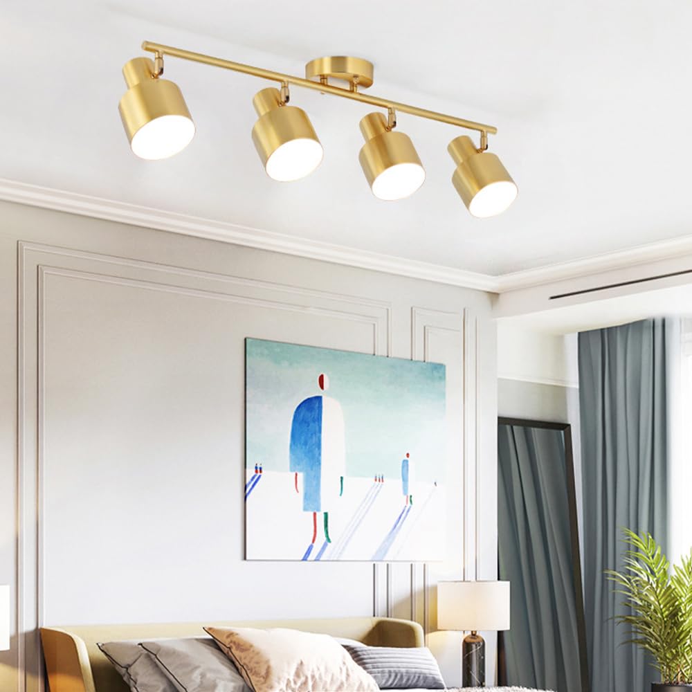 Lampadari Moderni, Faretti da Soffitto in Ottone, Faretti da Soffitto con Rotazione di 180°, Kit di Illuminazione A Binario Fisso, Faretti da Cucina A Isola, Faretti Dire-4