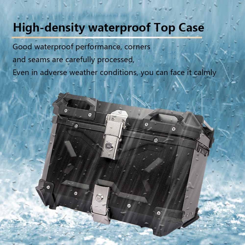 Top Case Moto Aluminium Valise Top Box Étanches 28L 36L 45L 55L 65L 80L 100L Coffre de Moto avec Serrure de Sécurité, pour Rangement Casques(Silver,36L)