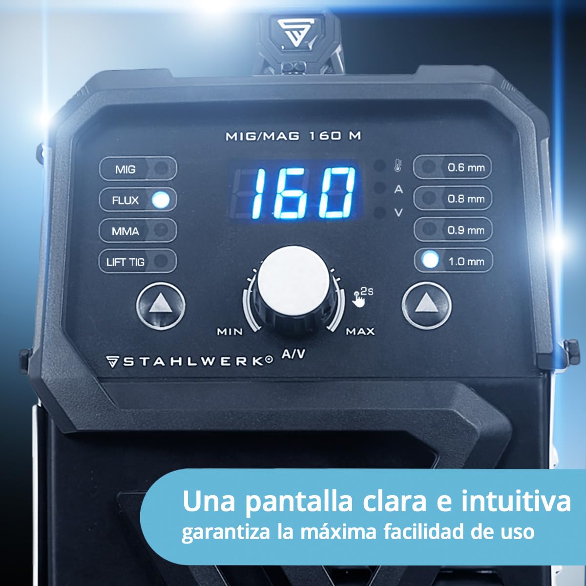 STAHLWERK Soldadora MIG/MAG 200 ST – Máquina de soldar Inverter con 200 A, equipo de gas protector con avance de hilo sinérgico, apto para FLUX (hilo hueco), funcional para Lift-TIG & MMA/Electrodo