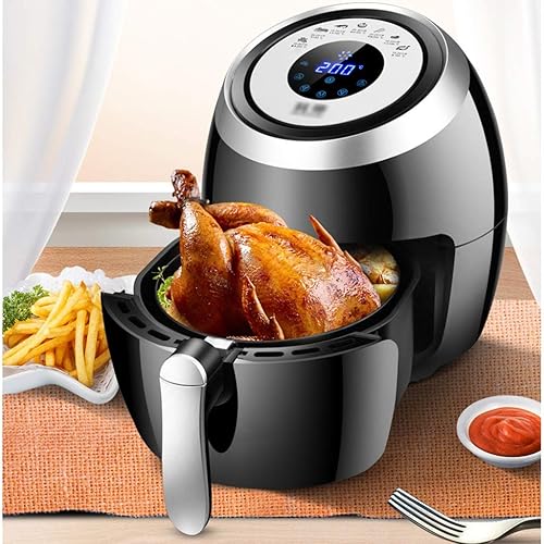 ZYCSKTL Freidora de aire multifunción, freidora eléctrica de gran capacidad de 5,5 L, freidora eléctrica sin humo, pantalla táctil inteligente