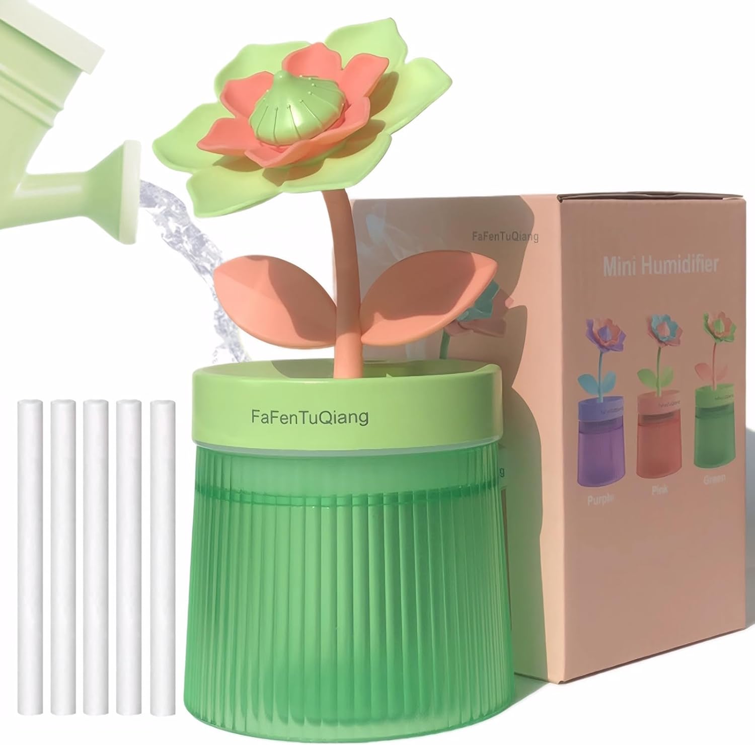 skrivebord mini luftfukter soverom søt, personlig liten luftfukter diffuser 260ml bærbar, fargerikt lys, rolig, kjølig tåke, auto off, topp fylle luft luftfuktere, for planter, hjem, kontor, baby rom, reise