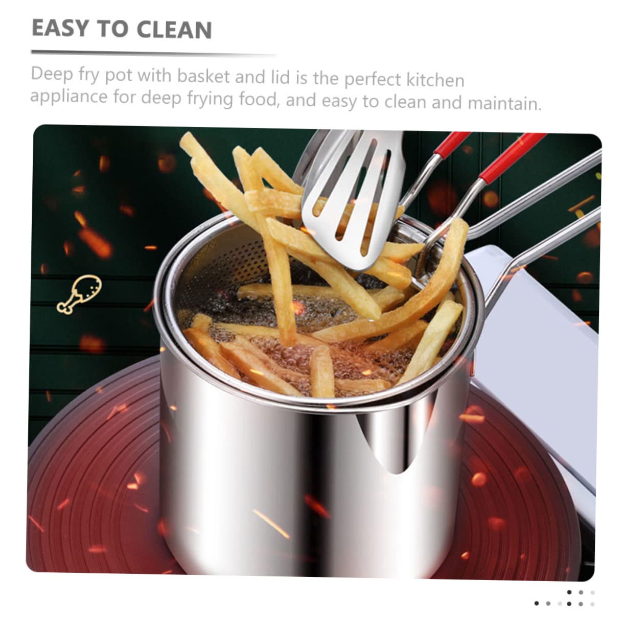 MAGICLULU 1Set Deep Fry Pot with Basket and Lid Frying Pot for Shrimp Chicken and Fries Lightweight Versatile Indoor Outdoor Use Easy to Clean and Maintain