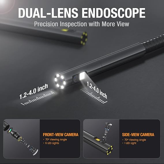 Teslong Endoscope Replacement Cable with Light, Dual Lens Inspection Camera 5.5mm/0.21inch Waterproof Probe Compatible with NTS500, NTS300(3.3FT)