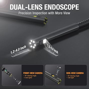 Teslong Endoscope Replacement Cable with Light, Dual Lens Inspection Camera 5.5mm/0.21inch Waterproof Probe Compatible with NTS500, NTS300(3.3FT)