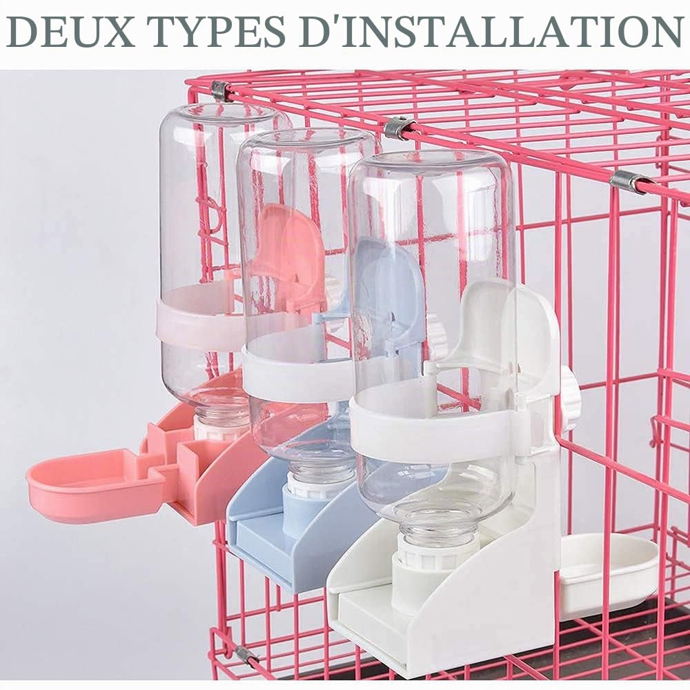 Distributeur d'eau suspendu pour lapin, chinchilla, hérisson, furet, hamster - 500 ml