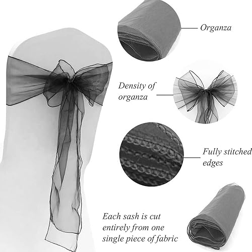Miniatura 3 de Sarvam Fashion Juego de 10 lazos para sillas, lazos para atar en la parte posterior, decoraciones para bodas, recepciones, eventos, banquetes,