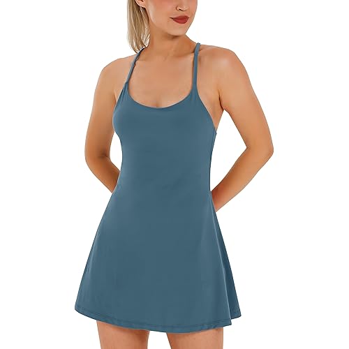 Womens Tennis Dress, Athletic Dress with Built-in Bra & Shorts Pockets Summer Dresses for Women Golf Outfits for Workout