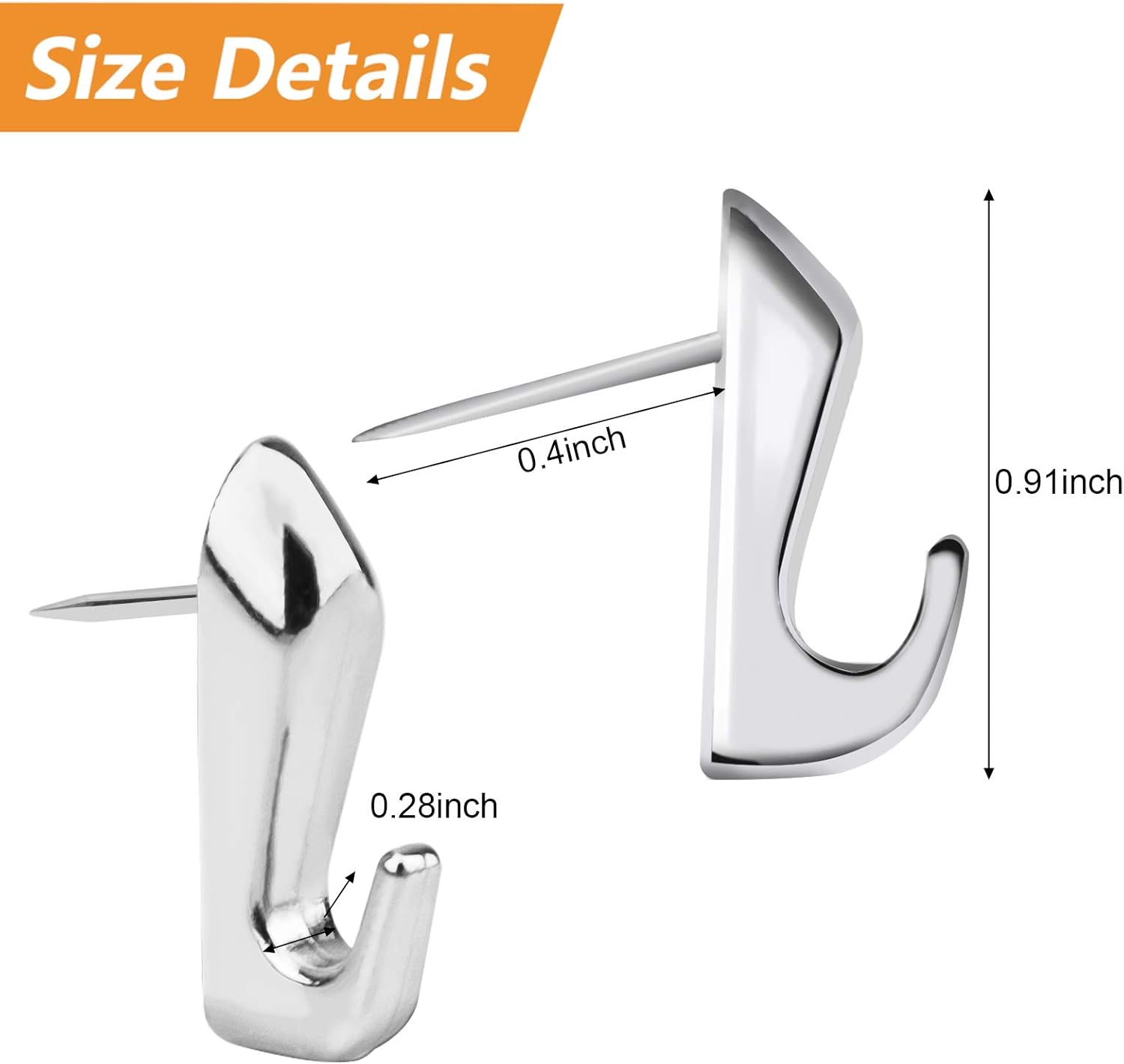 MOROBOR Painting Hanger, 30Pcs Silver 20lbs High-Heeled Style Pin Hooks Picture Hanging Nails for Home Office Wooden Fabric Wall - Image 3
