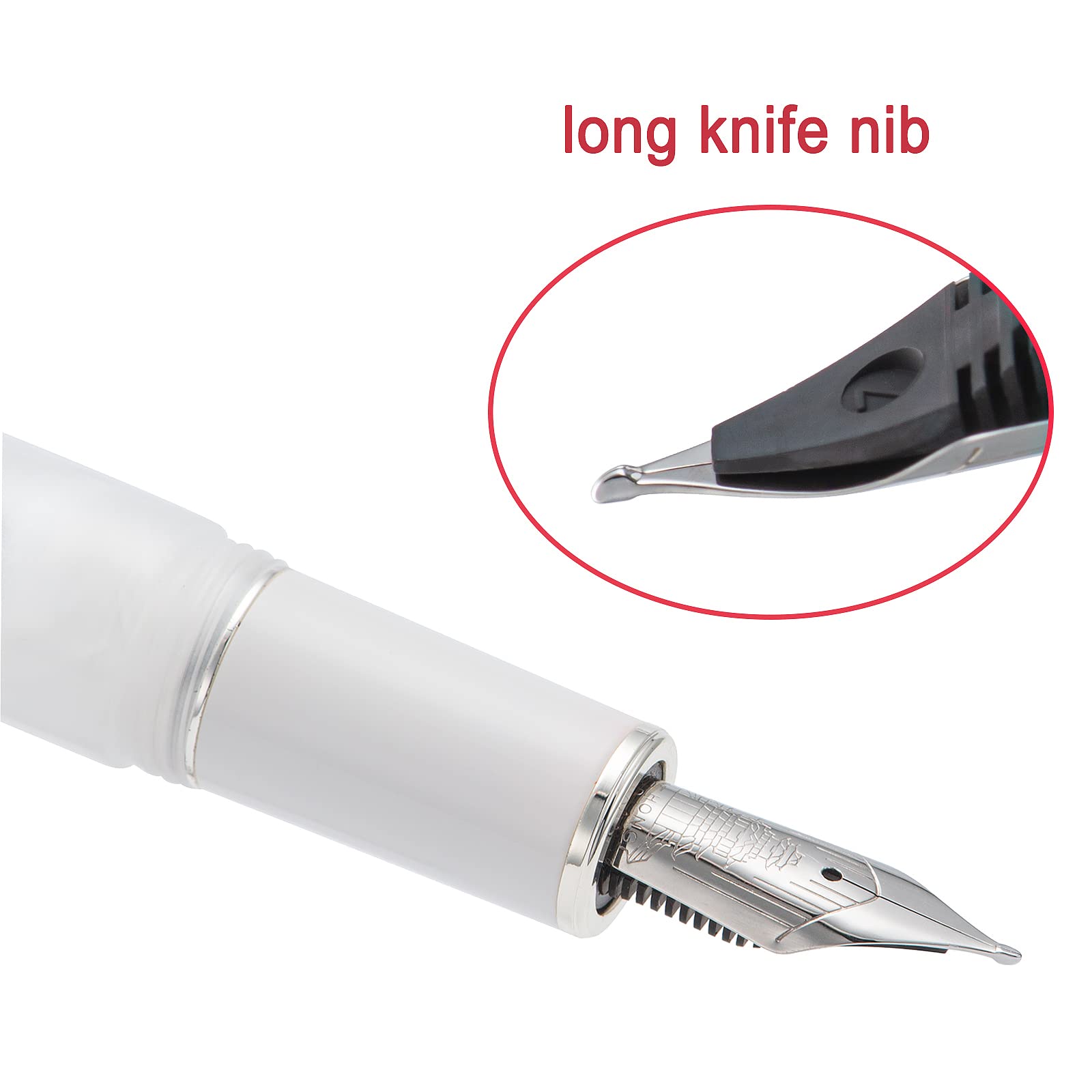 Amazon | Hongdian N8 万年筆 長刃ペン先 ホワイト樹脂フェザー