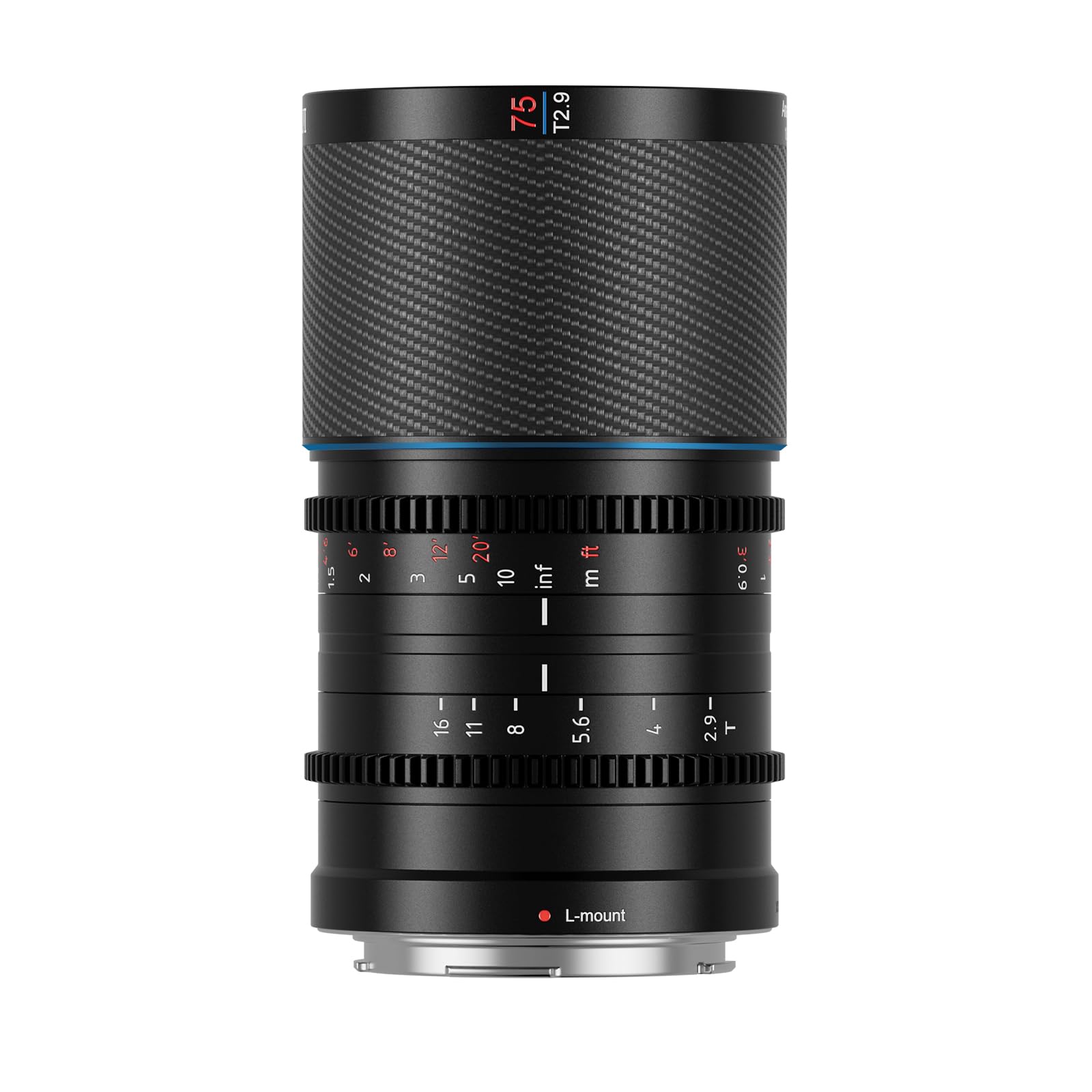 SIRUI Saturn 75mm T2.9 1.6X Full Frame Carbon Fiber Anamorphic Lens, Cine Lens Less Than 500g (Blue Flares, L Mount)