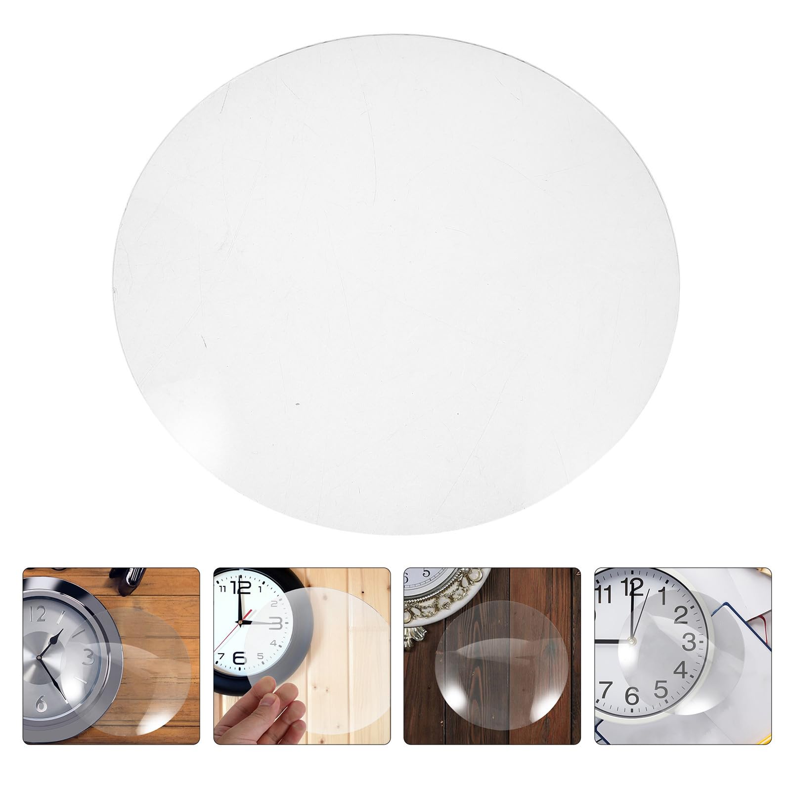 Sosoport Runde Uhr Frontglasabdeckung aus Glas 23,8cm Durchmesser Konvexe Runde Glasplatte mit Einfacher Montage für Selbstgemacht Uhr Reparatur und Heimdekoration