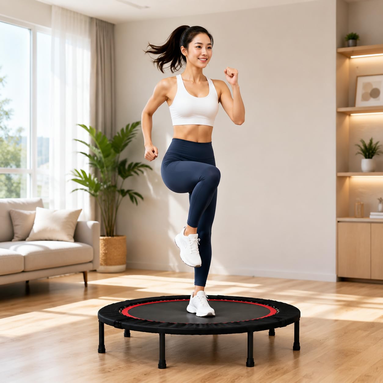 Amazon | トランポリン フィットネス 折りたたみ式で 大型 8本脚 122cm