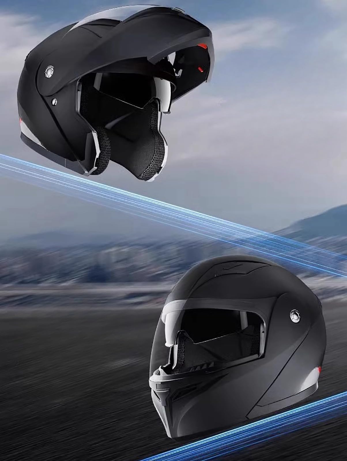 Klapphelm Motorradhelm Jethelm Mopedhelm Helm Für Erwachsene Motorradhelm Klappbar ECE Zertifiziert Mopedhelm Für Herren Damen Mit Sonnenblende C,XXXL(65-66CM)