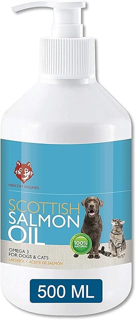 Healthy Hounds PUREST SCOTTISH SALMON OIL for Dogs, Cats, Horses, Pets 500ml | 100% Pure Natural Food Grade Fish Oil Supplement | Omega 3 for Skin, Coat, Itchy Dog, Hip Joint, Heart, Brain Health | UK