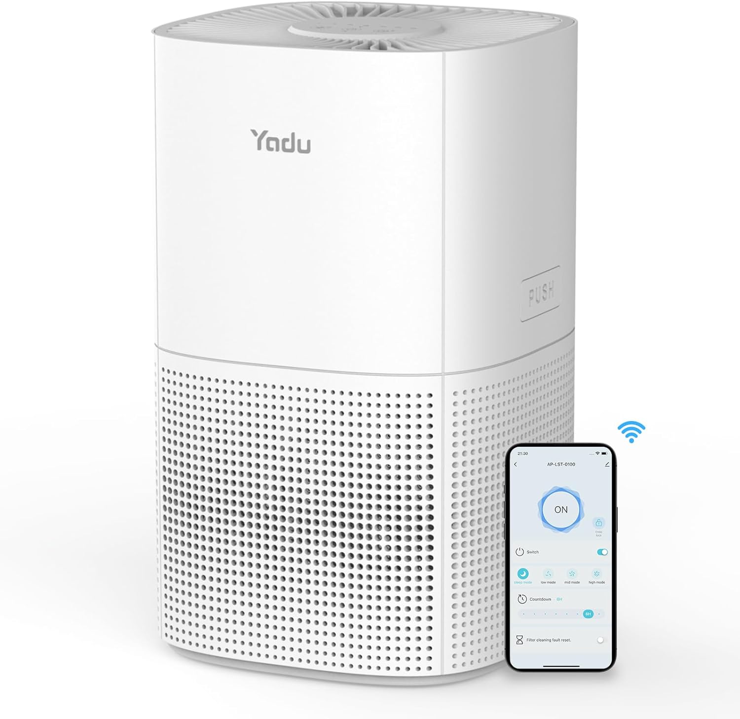 YADU True H13 HEPA Air Purifier for Bedroom, Small Quiet Air Purifier for Home with 360° Surround Intake, Smart APP Control, 200 sq.ft, 3-Stage Filtration System