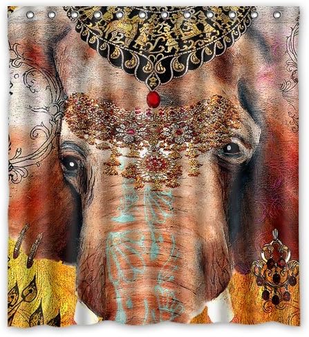 Atnee Elegant Aztec Indian Elephant Shower Curtain Standard Inch Size 66"(w) x 72"(h)
