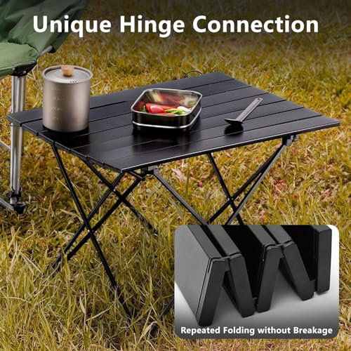 SHELTER Camping Side Table, Compact Folding Camp Table, Foldable Camping Tables with Carry Bag, Portable Aluminum Table for Hiking,Picnic,BBQ,Travel, Beach Table