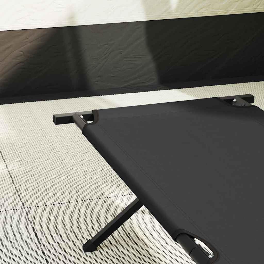 2er Set Campingbett Klappbett für Outdoor Reisen 210 x 80 x 46 cm stabiles Feldbett mit Stahlrahmen Schwarz