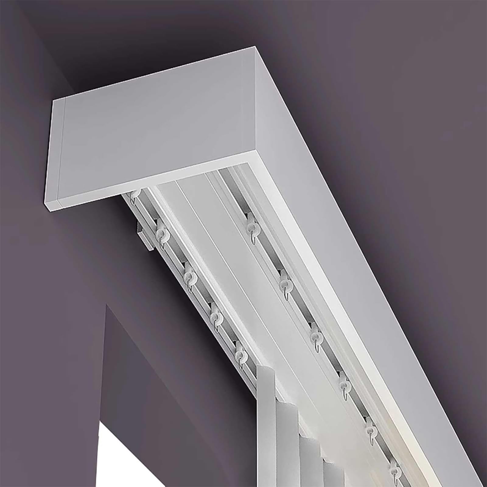 ZXGSXIOU Curtain Track Rod Pelmet Set, Ceiling Mounted Three-in-One Room Dividers for Living Room, Bedroom, Hotel, Villa - Total Length 2.8m (9.2ft)