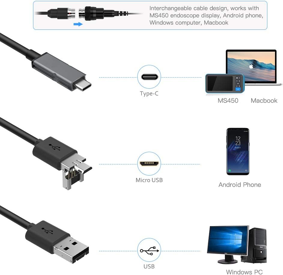 Teslong Rifle Borescope with 4.5'' Screen, 0.2inch Gun Cleaning Camera Fits .20 Caliber & Larger Hunting Shooting Firearms, Gun Barrel Scope with Ring Light, Right Angle Mirror & 45'' Camera Probe - Image 6