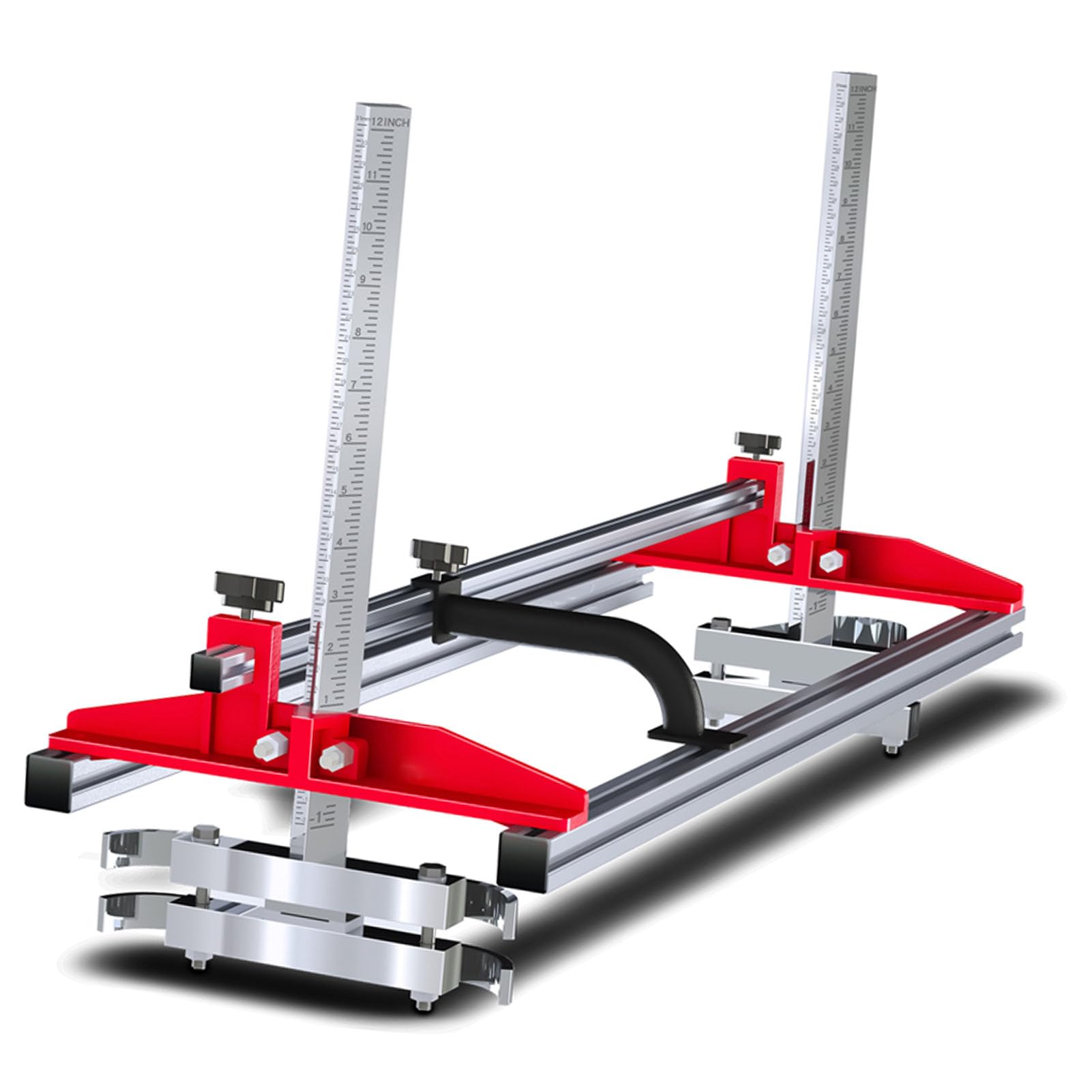 Fockety Molino de Motosierra, Aserradero Portátil de Construcción de Aleación de Aluminio con Barra Ajustable de 14 36 Pulgadas, Kit de Molino de Motosierra con Deslizante y 4 Cuñas para Troncos para