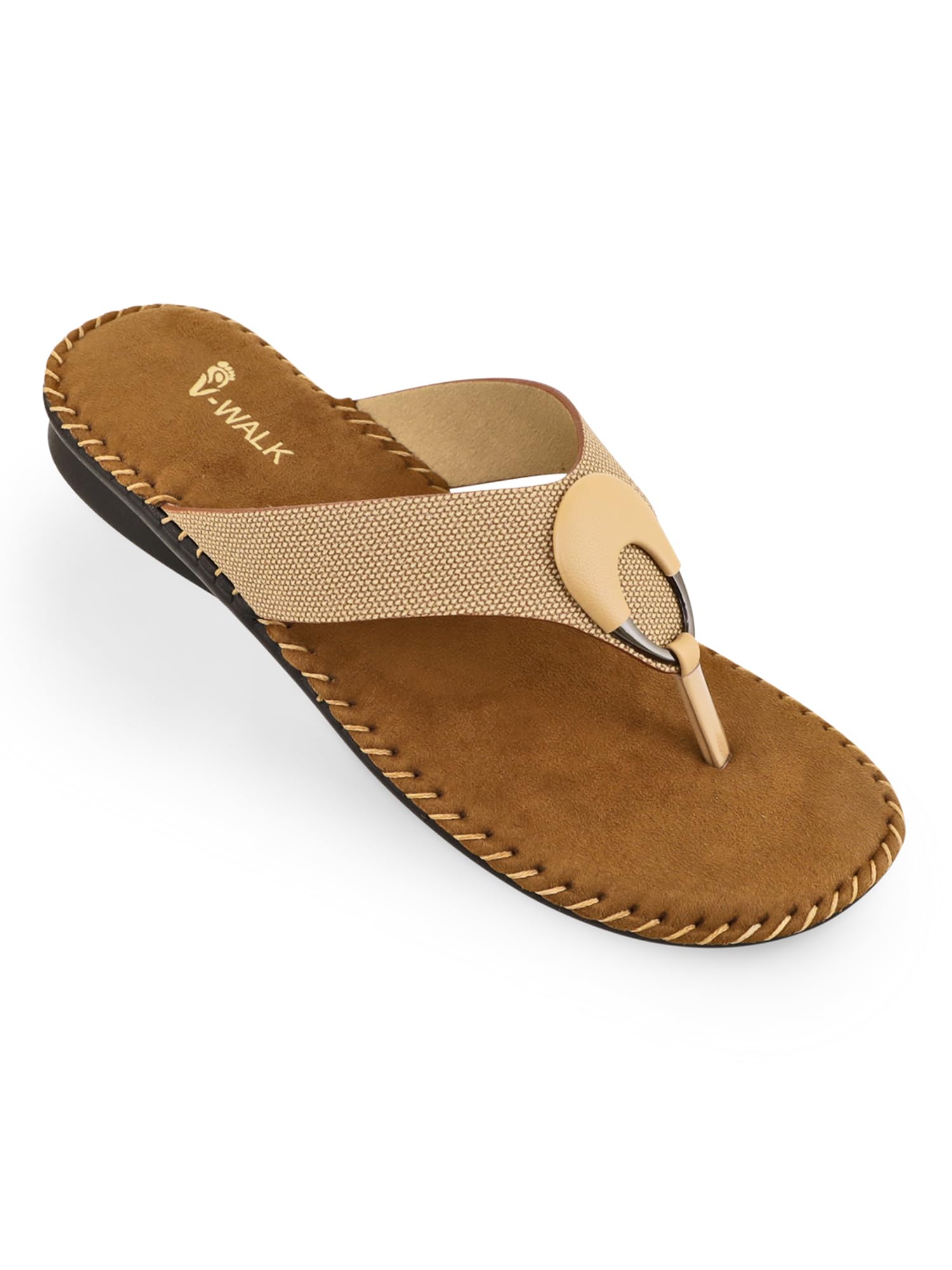 V-WALK Casual Slip-ons Comfort Sandals for Women | Easy-To-Wear Womens Daily-Wear Chappals | Outdoor, Office, Daily-Wear & Shopping Comfortable Sandals | Beige (B0D4657PQC) Amazon Price History, Amazon Price Tracker
