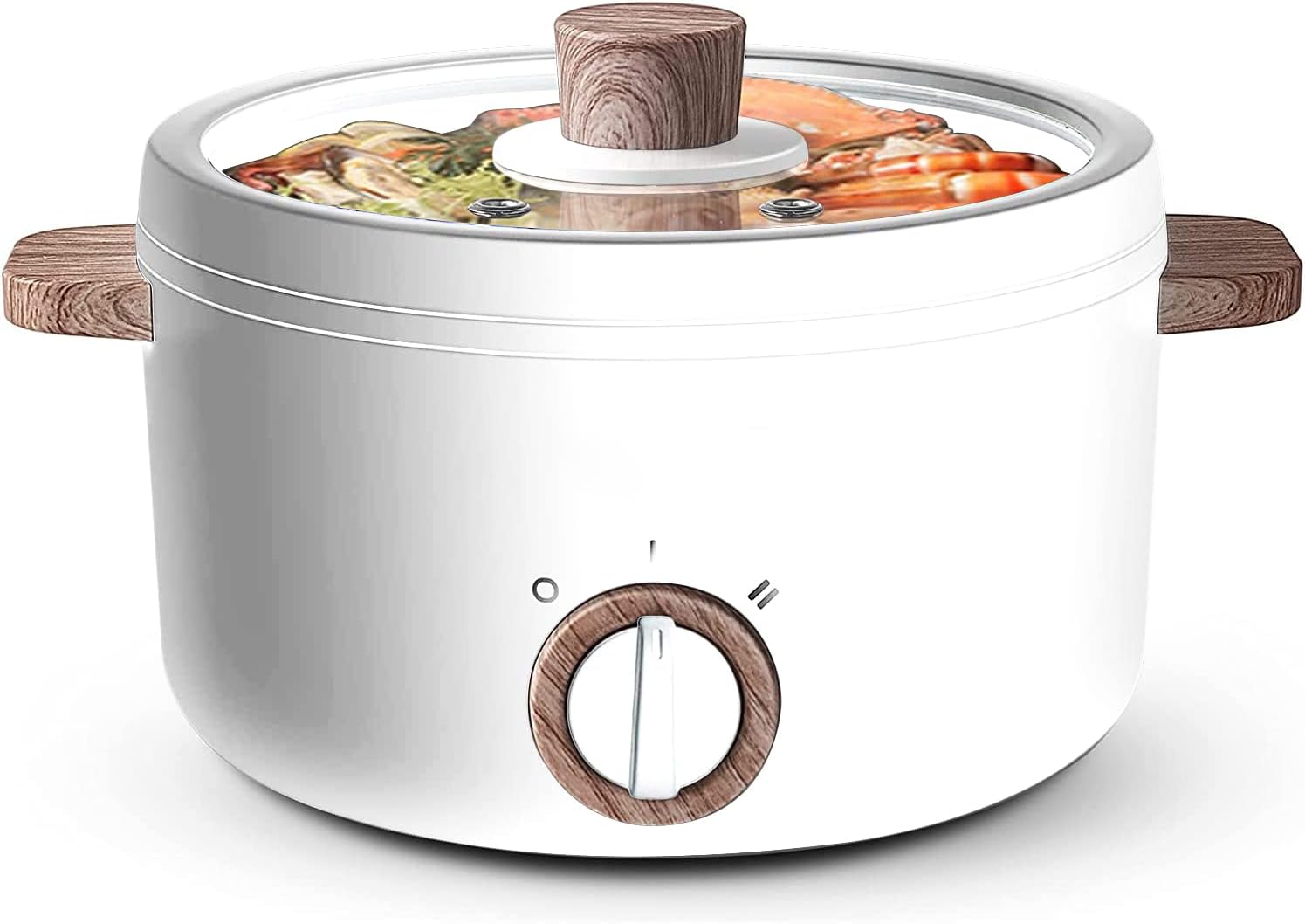 Angju Electric Hot Pot, 1.5L Mini Multifunction Electric Cooker for Shabu-Shabu, Stir Fry, Noodles, Pasta, Nonstick Frying Pan for Sauté, Dual Power Control Ramen Cooker for Dorm and Office