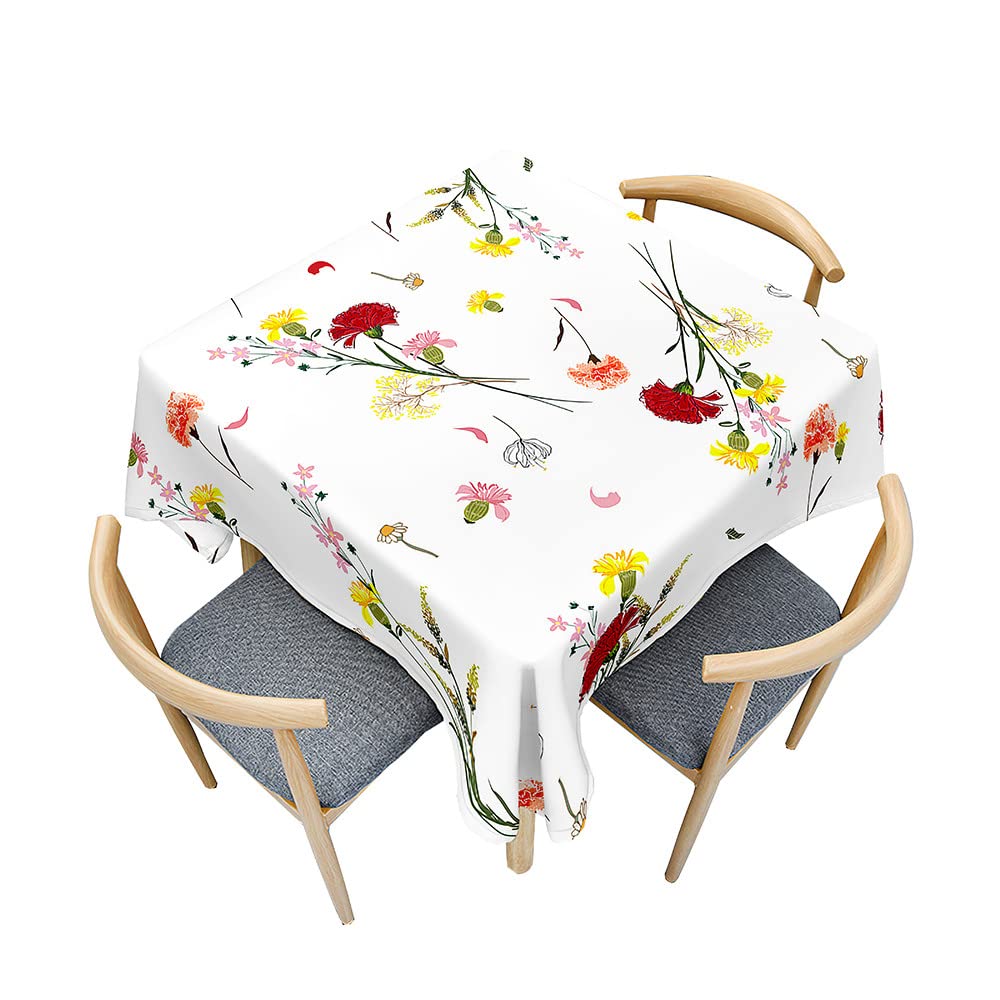 Treer Floral Print Table Cloth, Square Tablecloths Wipeable Splash Proof Tablecloth Table Cloths for Kitchen Decoration Outdoor Picnic (Floral C,200x200cm)
