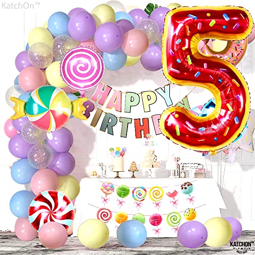 Image of KatchOn Donut Number 5 Balloon 40 Inch | 5th Birthday Balloon for Donut Party Decorations, 5 Balloon Number, 5th Balloons for Birthday Party