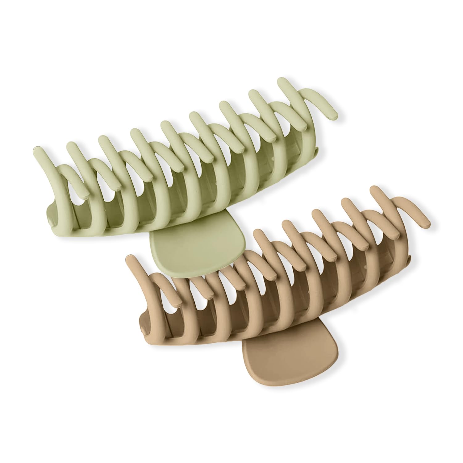 Sanfe Cylindrical Large Hair Claw Clips for Women Hair Strong Hold Perfect For Long Hair Fashion Accessories For Girls Hair Clamps Clip Big Hair Jaw Claw-2Pcs, Light Beige & Dark Beige-image-39