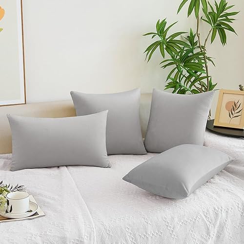 Miniatura 4 de QUORGVES Juego de 2 fundas de almohada decorativas de terciopelo gris claro de 20 x 20 pulgadas para sofá, sala de estar, cama y dormitorio,