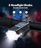 Vista 3 de High Lumen Super Bright Bike Lights for Night Riding, Adjustable Modes Bicycle Lights Front and Rear, Rechargeable & IP65 Waterproof Bike Headlight