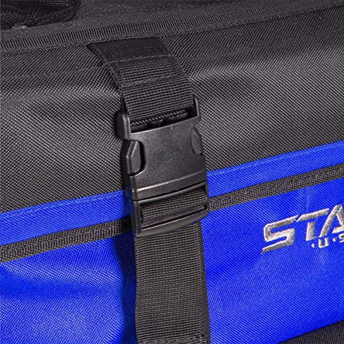 Stark 20" Rolling Wide Mouth Tool Bag Tote Telescoping Handle Tool Organizer Heavy Duty with Wheel and Divider, Blue