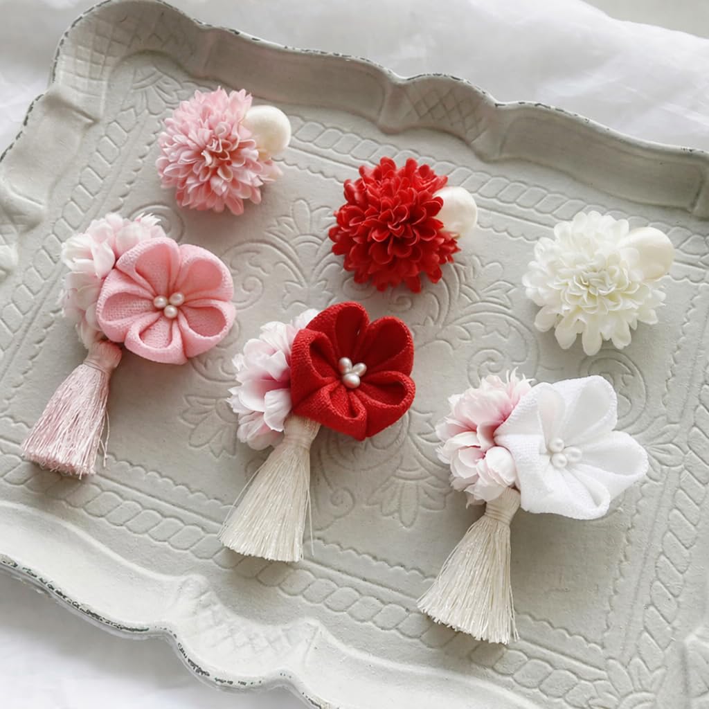 Amazon.co.jp: 七五三 ベビー 和 つまみ細工 2点セット 一越ちりめん