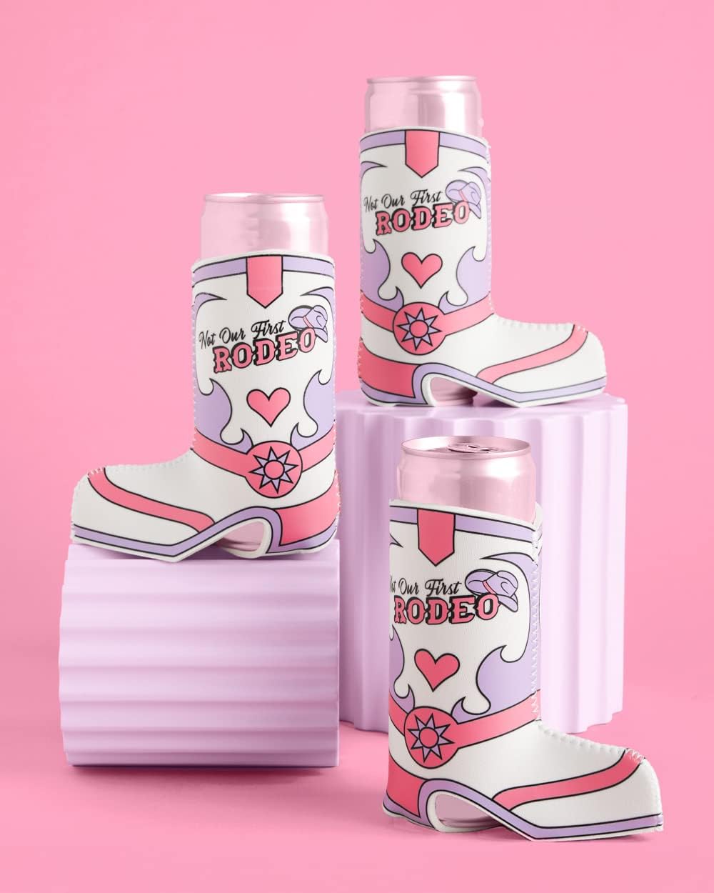 xo, Fetti Not Our First Rodeo Can Holders - 8 Cowboy Boot Slim Drink Sleeves | Last Rodeo Bachelorette Party, Nashville Birthday Party, Cowgirl Bridesmaid Favors
