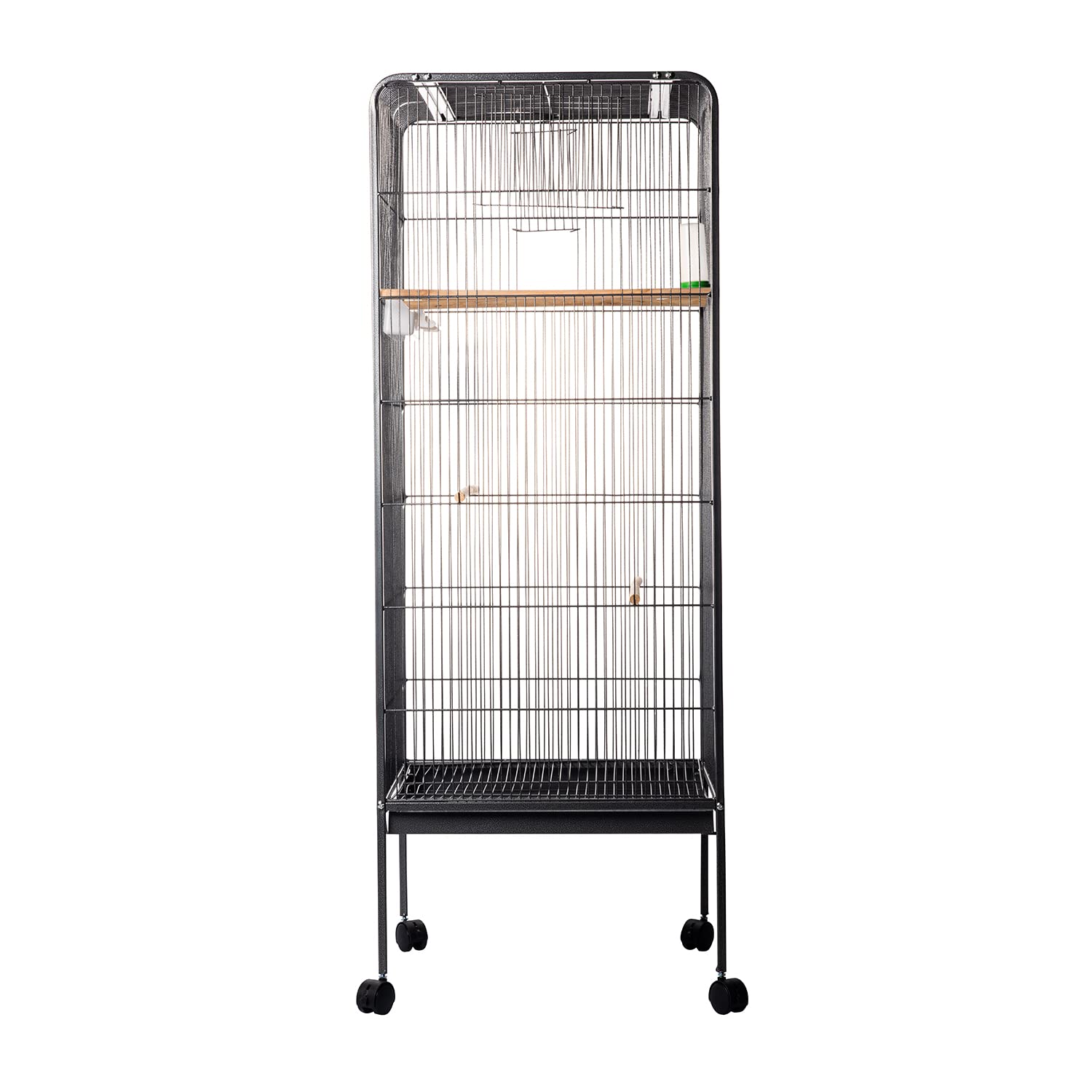AQPET Voliera per Uccelli Canarini e Volatili, Gabbia Completa in Metallo Senza Tetto, Adatta per Interno, Dimensioni 146x54x54 cm, Colore Nero