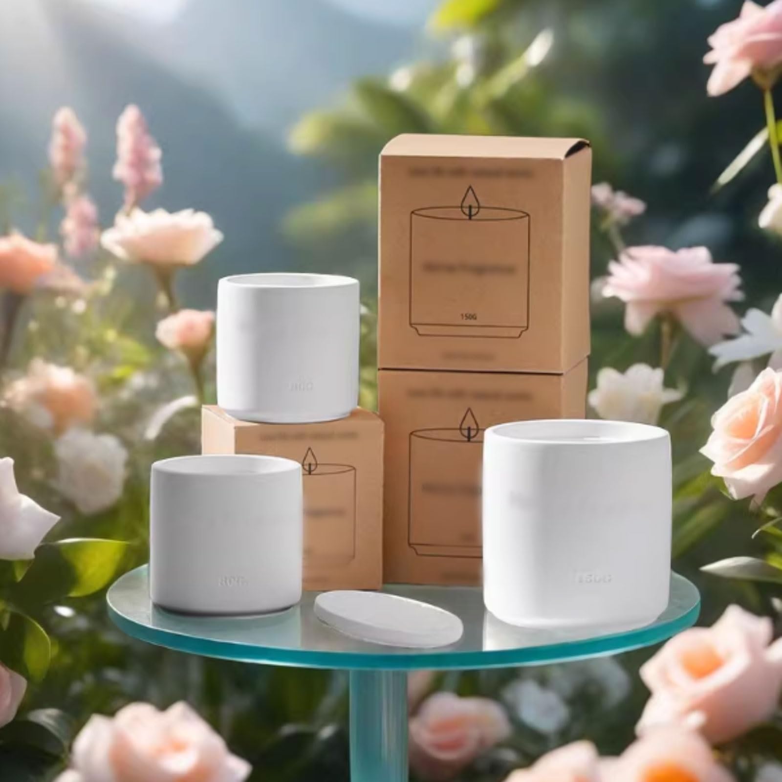 Sojawachskerzen, weiße Traube, Rose, moderne, wiederverwendbare Aromatherapie-Kerze, langlebig, elegante Heimdekoration for Damen und Herren(S)