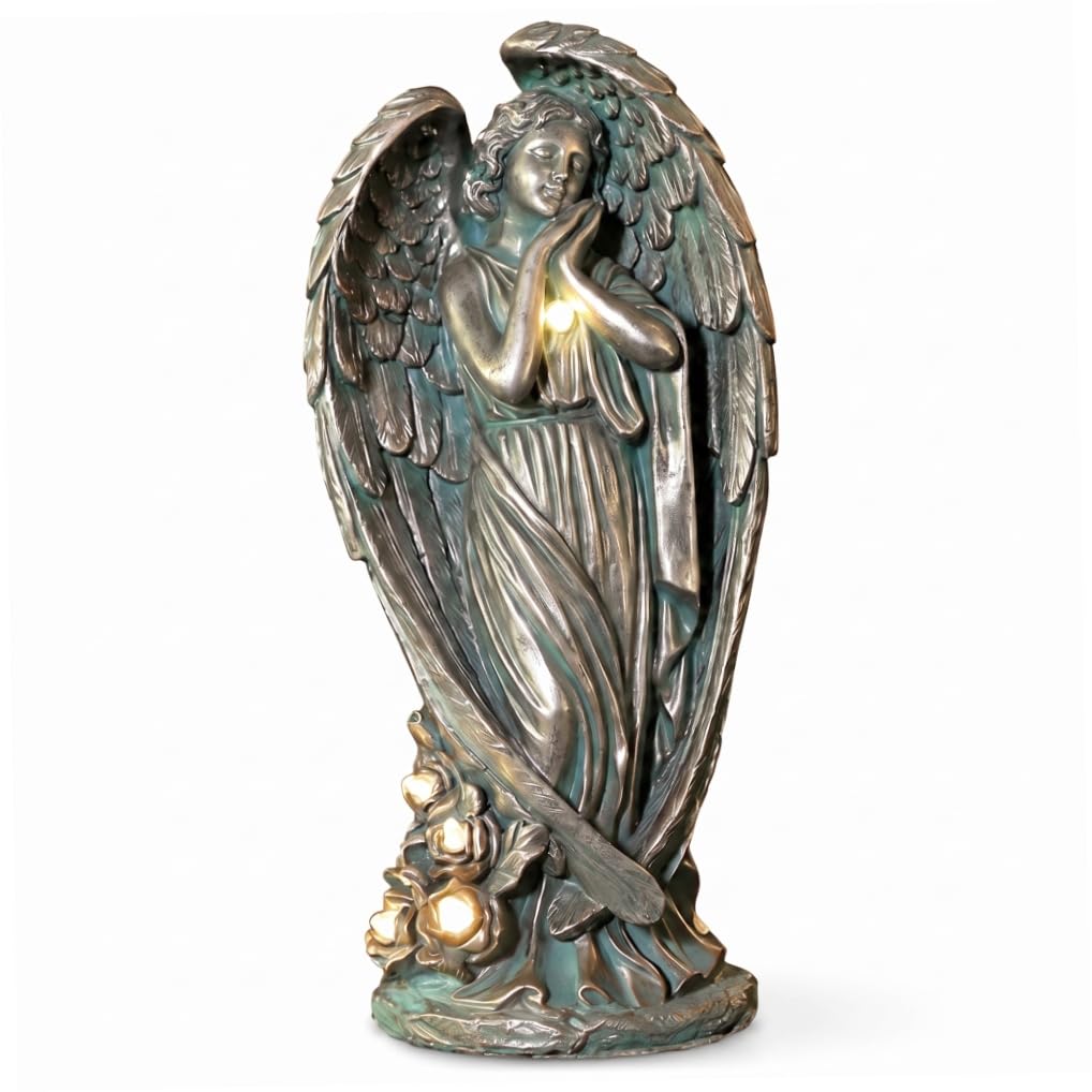 Apprelady Angel Solar Lights Outdoor Garden Solar Garden Statue Memorial Decor Waterproof Vintage Angel Sculpture