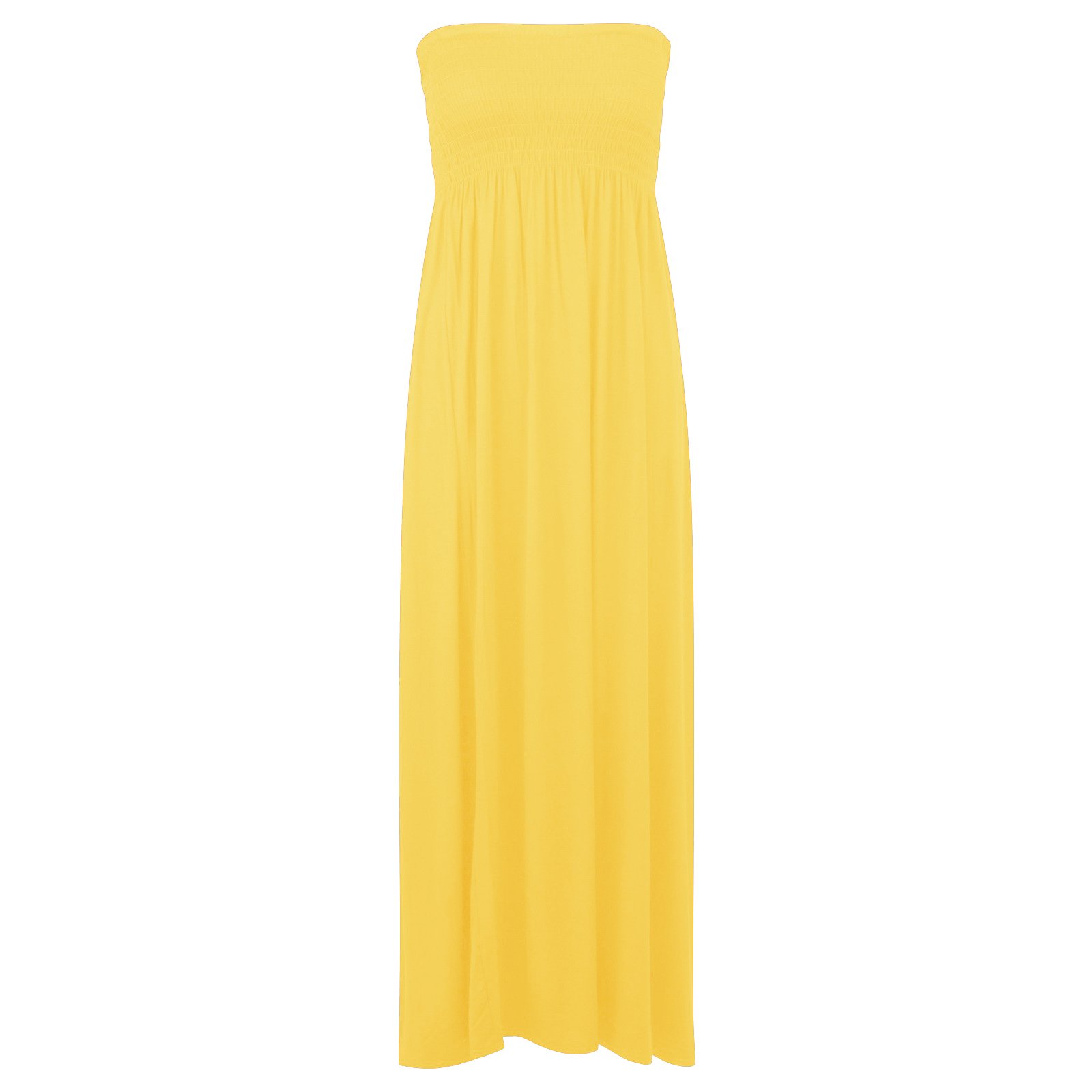 Candid Styles Women's Yellow Sheering Bandeau Boobtube Gather Strapless Summer Beach Maxi Dress 8-22