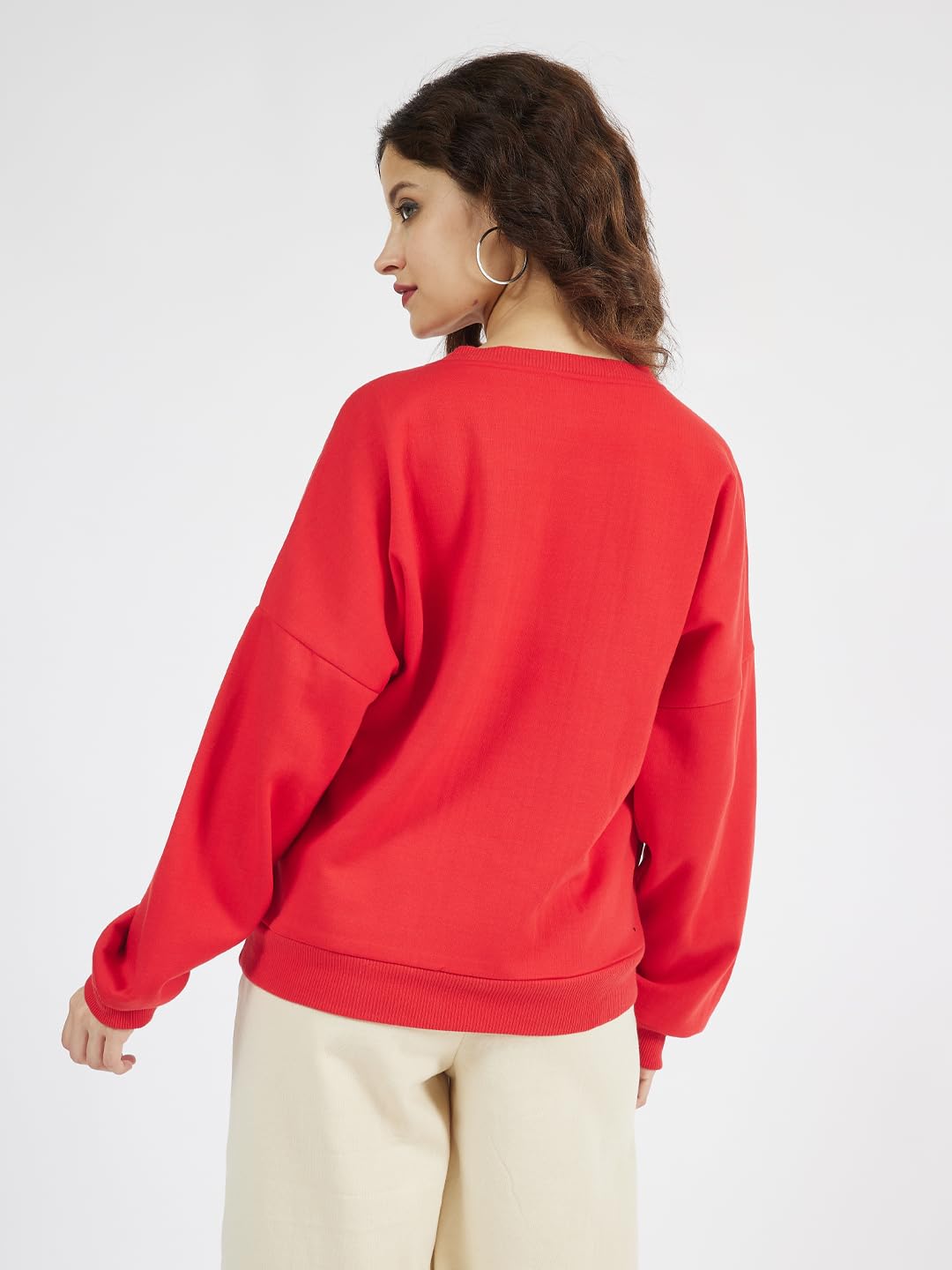 Athena Lifestyle Women and Girls Cotton Regular Long Sleeves Solid Round Neck Knitted Red Casual Sweatshirt 1