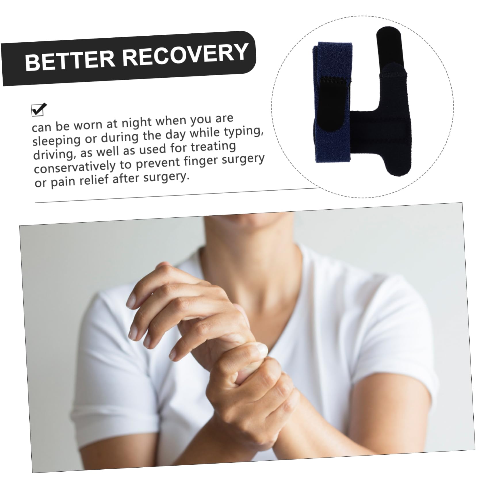 NOLITOY Comfortable Extension Splint Adjustable Support for Mallet Sprained Post-op Universal Fit for Fingers