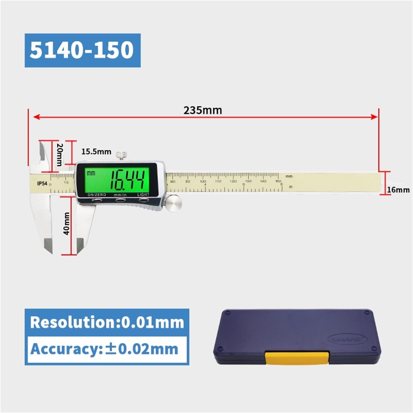 IP54 Cyfrowy kalibrator elektroniczny miernik linijka cyfrowy suwmiarka cyfrowa kalibrator kalibratory(5000-150)