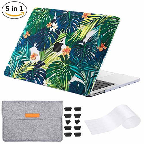 (5 en 1) Miger MacBook Pro 13 "Estuche 2017 y 2016, cubierta rígida de la carcasa con protector de teclado, bolsa de fieltro, tapones antipolvo para A1706/A1708 con barra táctil y barra táctil