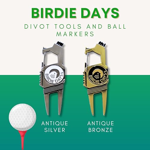 Miniatura 2 de Birdie Days Juego de regalo de marcadores de bola y herramientas magnéticas para división  Acabado plateado antiguo o latón  2 marcadores  1
