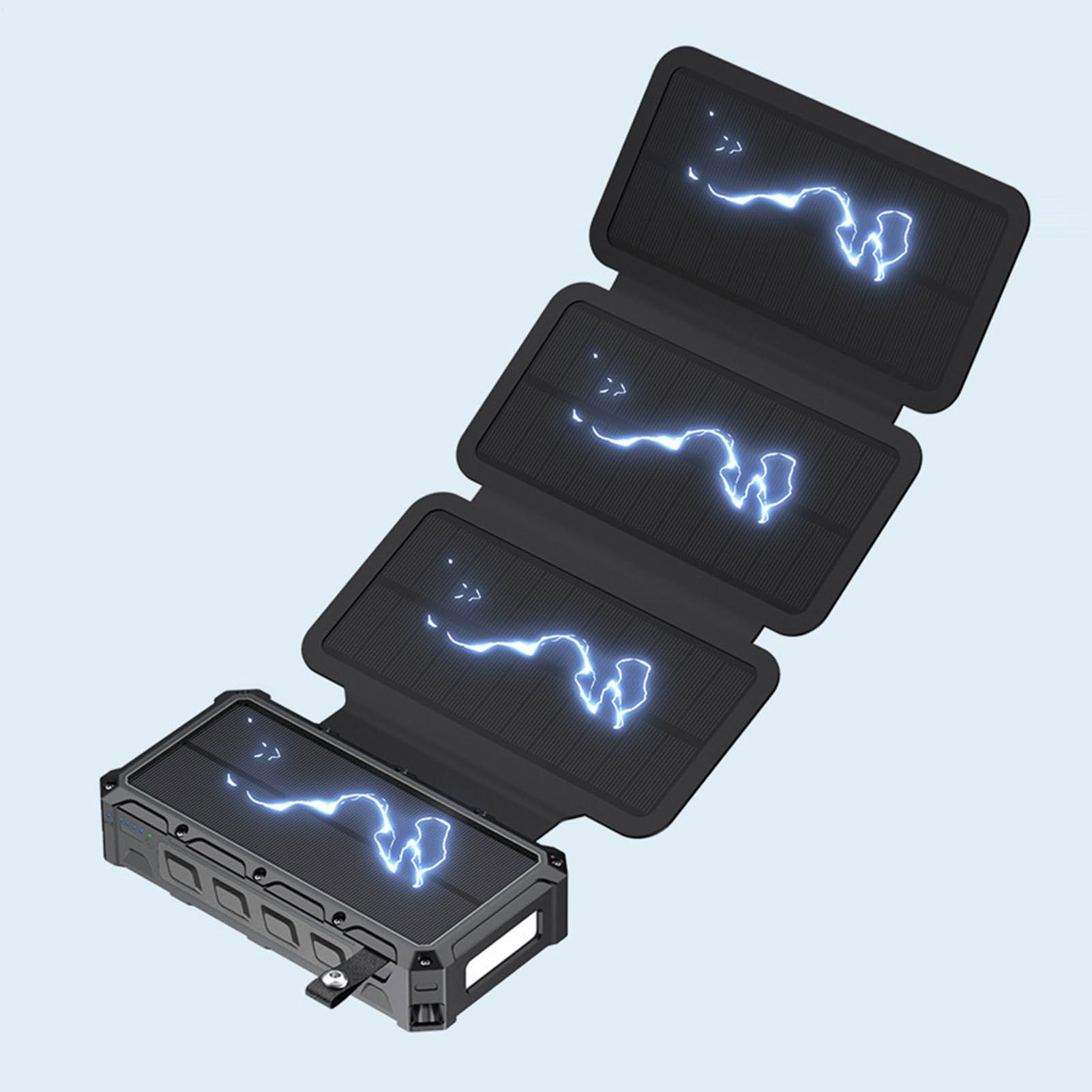 Chargeur Solaire Batterie Externe Pliable Portable Alarme Intégrée,